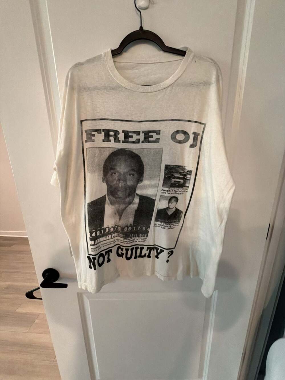 Vintage Single Stitch 1990s OJ Simpson Free OJ Not Guilty T-Shirt XXL